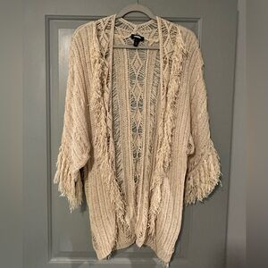 Jessica Simpson Open-Front Fringe Cardigan Sweater - Cream